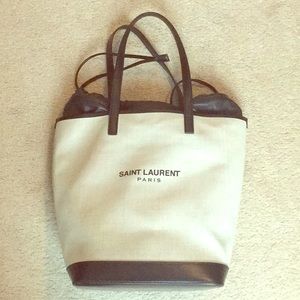 Saint Laurent canvas and black summer tote
